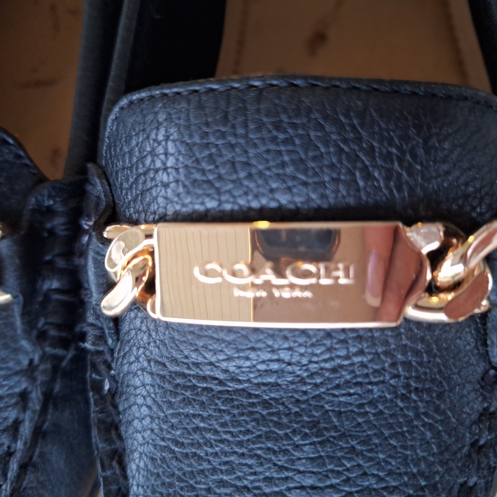 Coach Black Loafers with Gold Accent - Picture 4 of 5